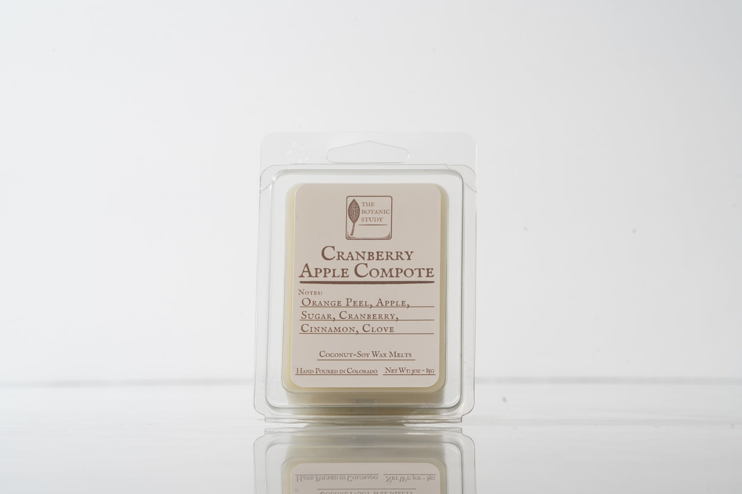 Cranberry Apple Compote wax melt packaging on a white background