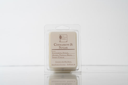 Cinnamon & Sugar wax melt packaging on a white background