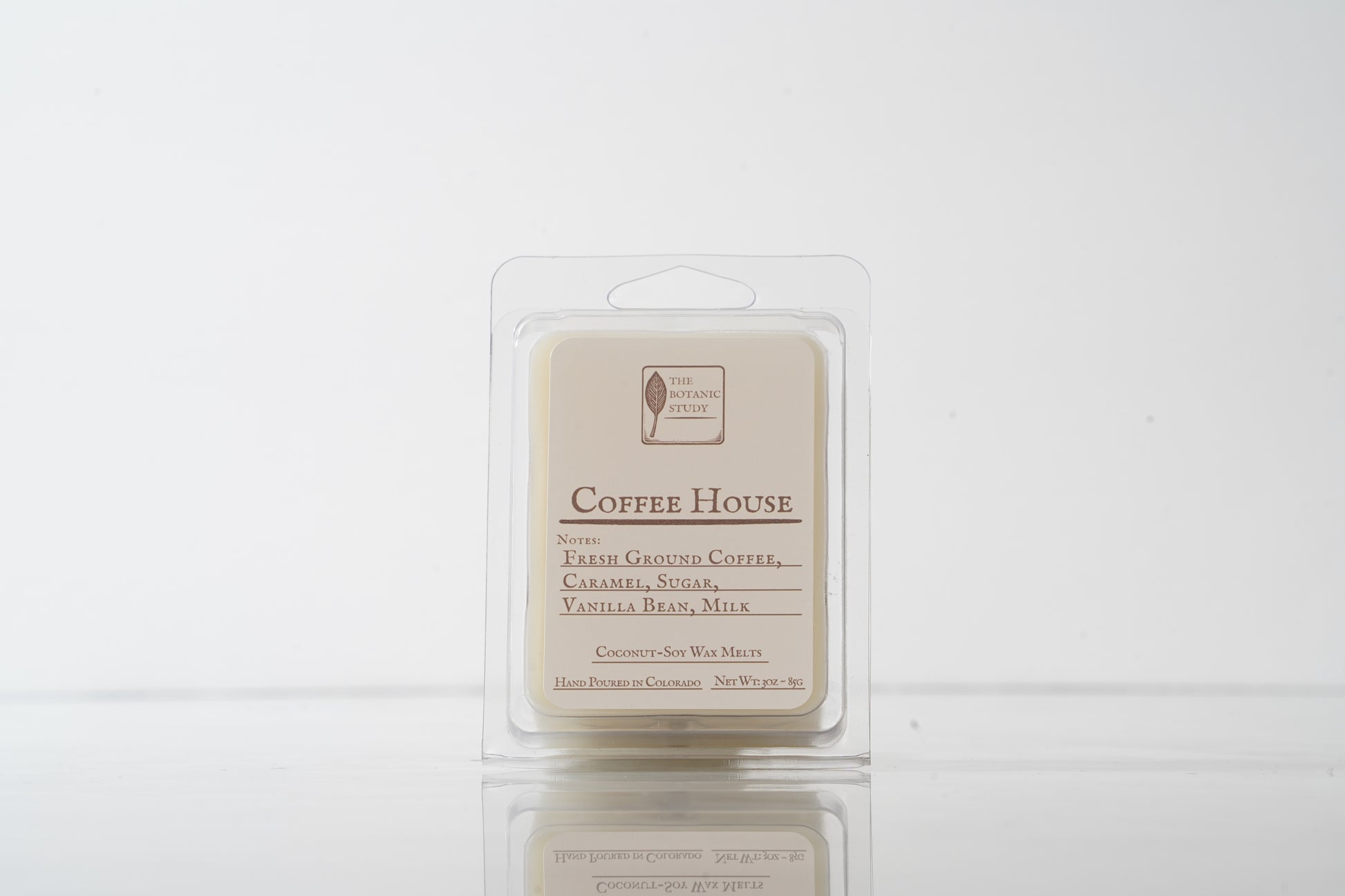 Coffee House wax melt packaging on a white background