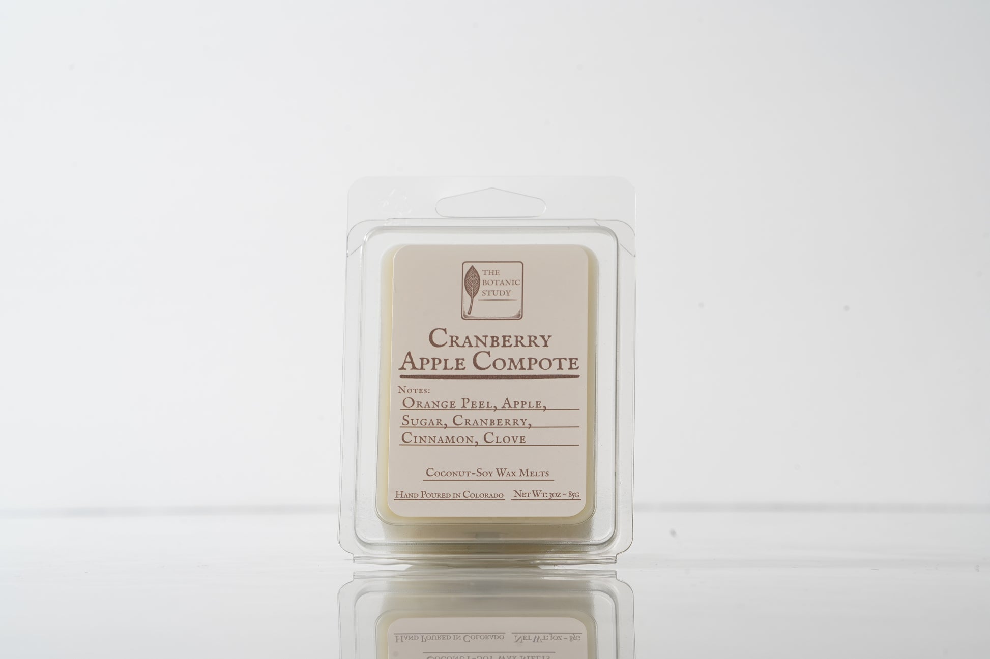 Cranberry Apple Compote wax melt packaging on a white background