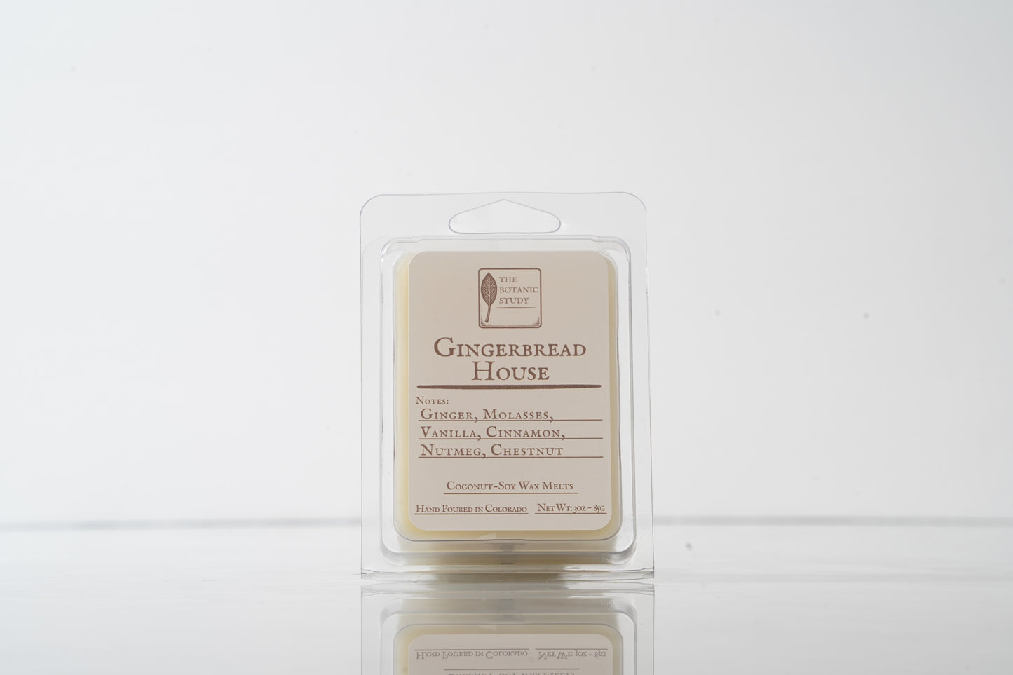 Gingerbread House wax melt packaging on a white background