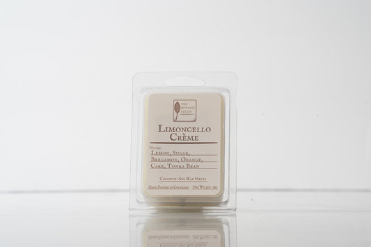 Wax melt with 'Limoncello Cèreme' label on a white background